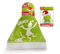 The Grinch - Ensemble de Noël 8 pièces avec bonnets de Noël en polyester et chauffe-mains réutilisables avec motifs de Grinch - Coffret cadeau amusant pour l'hiver et Noël