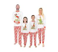 The Grinch - Ensemble de pyjamas de Noël long assorti pour toute la famille, parfait pour le réveillon de Noël, unisexe multigénérationnel, tailles S, M, L, XL, XXL et 40-50, blanc, dessins animés