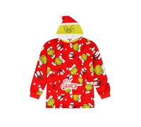 The Grinch Famille Noël entièrement doublé en polaire de luxe Sweat à capuche avec capuche surdimensionnée Couverture, Rouge, 4-6 ans