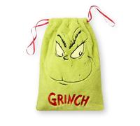 The Grinch Le sac à cordon | Sac à thème de Noël polyvalent brodé en fourrure douce | Vêtements de personnages animés Green Festive Whoville | Cadeau saisonnier de produits de films de Noël