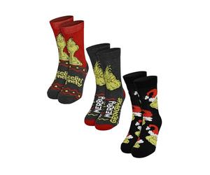 The Grinch Lot de 3 paires de chaussettes unisexes pour homme et femme, multicolore, 38-43