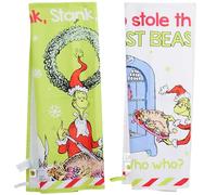 The Grinch Pack de 2 Torchons De Cuisine Coton Vaisselle, Douce Torchon Cuisine, Grinch Noel Accessoire Cuisine, Cadeau de Noël