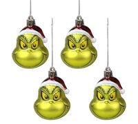The Grinch Set de Boules de Noël, décorations de Noël en Plastique dans Une boîte, Ensemble 4 pièces (A)