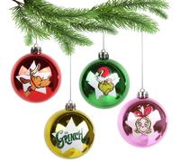 Set de Boules de Noël du Grinch, Ornements de Sapin de Noël, Plastique 4 pièces