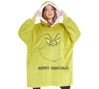 The Grinch Sweat à Capuche Oversize Femme, Sweat Plaid Polaire, Pilou Pilou Femme - Cadeau Elle