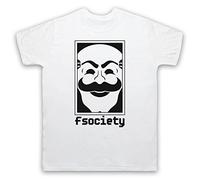 The Guns Of Brixton Mr Robot Fsociety Logo T-Shirt des Hommes, Blanc, Medium