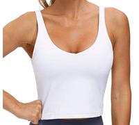 THE GYM PEOPLE Brassière de Sport Longue sans Armatures rembourrée avec Soutien Moyen, Blanc, S