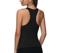 THE GYM PEOPLE Débardeur d'entraînement dos nageur pour femme, coupe ajustée, doux et sans manches, chemises de yoga, noir, Taille S