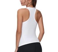 THE GYM PEOPLE Débardeur d'entraînement dos nageur pour femme, coupe ajustée, doux et sans manches, chemises de yoga, blanc, Taille S