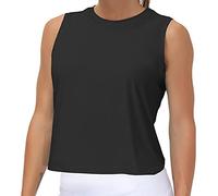 The Gym People Hauts d'entraînement pour Femmes en Soie glacée à séchage Rapide sans Manches, Noir, Taille L