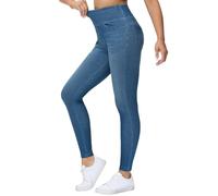 THE GYM PEOPLE Jeggings taille haute pour femme - Extensible - Contrôle du ventre - Legging skinny avec poches, bleu jean, Taille XL