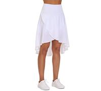 THE GYM PEOPLE Jupe mi-longue asymétrique taille haute avec ourlet à volants et short pour femme, blanc, Taille S