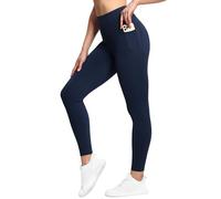 The Gym People Legging d'entraînement Gainant avec Poches, Taille Haute, Pantalon de Yoga athlétique pour Femme, Course à Pied, Fitness, Bleu Marine, Taille L