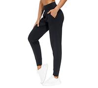 THE GYM PEOPLE Pantalon Jogging Femme Taille Haute avec Poches, Legging de Sport Léger et Confortable - pour Le Fitness, la Randonnée, la Course à Pied et Le Yoga, Noir, S