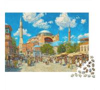 The Haghia Sophia Mosquée 1000 Pièces Puzzle pour Adultes Scène Estivale Lumineuse Puzzle en Bois DIY Art Mural Cadeau Unique Qualité Supérieure Impossible Décoration Modern 1000pcs (75x50cm)