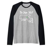 The Ham, MA 01701 Carte de l'État du Massachusetts Irish Pride Manche Raglan