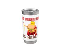 The Hamburger King Is Here Barbecue amusant Gobelet isotherme en acier inoxydable double paroi