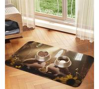 The Hamster on a Date Tapis d'alimentation pour chien et chat - En cuir absorbant - Imperméable - Pas de taches - Séchage rapide - Antidérapant - 60 x 40 cm