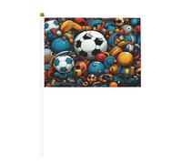 The Happy World of Football Petits drapeaux sur bâtons - Durable 14 x 21 cm Mini drapeaux pour cour, jardin et décoration extérieure, lot de 6 et 12