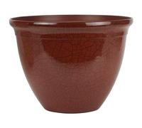 The HC Companies 16 inch Tucson Decorative Round Planter - Lightweight Premium Resin Plant Pot with a Ceramic Look for Indoor Outdoor Use, Chili Red Crackle
