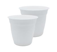 The HC Companies Eclipse Lot de 2 Pots de Fleurs Ronds avec Soucoupe, extérieur et intérieur, Trous de Drainage, légers et résistants aux UV, pour Plantes, Fleurs et Herbes, 30,5 cm, Blanc