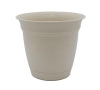 The HC Companies Eclipse Round Planter with Saucer - Outdoor & Indoor Plant Pot with Drainage Holes - Lightweight, UV-Resistant Plastic Pots for Plants, Flowers & Herbs (8" Cottage Stone, Pack of 1)
