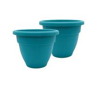 The HC Companies Lot de 2 Pots de Fleurs, Bleu Sarcelle poussiéreux, 35,6 cm