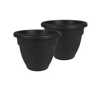 The HC Companies Lot de 2 Pots de Fleurs, Noir, 35,6 cm