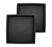 The HC Companies Lot de 2 soucoupes carrées décoratives en Plastique Durable pour jardinières, évacuation de l'eau, Soucoupe résistante aux UV pour l'intérieur et l'extérieur (35,6 cm, Noir)
