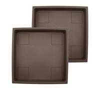 The HC Companies Lot de 2 soucoupes carrées décoratives en Plastique Durable pour jardinières, évacuation de l'eau, Soucoupe résistante aux UV pour l'intérieur et l'extérieur (35,6 cm, Chocolat)