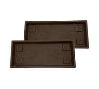 The HC Companies Lot de 2 soucoupes rectangulaires vénitiennes en Plastique léger pour Le Drainage des Plantes, résistantes aux UV, pour l’intérieur et l’extérieur, Chocolat, 44,4 cm