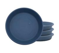 The HC Companies Lot de 4 soucoupes Rondes en Plastique Classique pour Plantes d'intérieur et d'extérieur - Bleu Ardoise, 27,3 x 27,3 x 4,4 cm