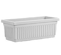 The HC Companies Terra Roma Jardinière rectangulaire en Plastique léger pour intérieur et extérieur avec Drainage pour Rebord de fenêtre, Herbes, Fleurs, Blanc