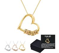 The Heart of the Family Necklace, To My Wife Necklace from Husband, Family's Love Engraved 1-6 Names Pendant Necklaces with LED Gift Box, Customized Necklaces for Wift Girlfriend Gfts (Gold)