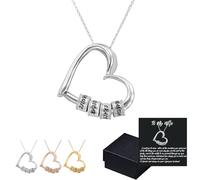 The Heart of the Family Necklace, To My Wife Necklace from Husband, Family's Love Engraved 1-6 Names Pendant Necklaces with LED Gift Box, Customized Necklaces for Wift Girlfriend Gfts (Silver)