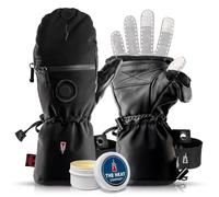 THE HEAT COMPANY Mitaines à Capuchon Shell - Qualité Premium - Gants Hiver dépliables - Gants Extra Chauds - hautement hydrofuges - moufle Femme & Homme - Anti Froid, Noir, sans sous-Gant