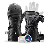 THE HEAT COMPANY Moufles en Cuir Relier - Innovation des Gants de Ski Hiver - Extra Chauds, Tactiles et Depliables Sans Sous-Gants - Pour Homme & Femme