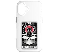 The Hermit Tarot Card in Box Mystic Funny Cat in Box Coque pour iPhone 16