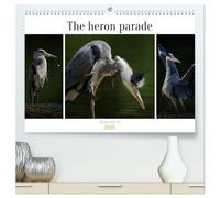 The heron parade (High Quality Premium Wall Calendar 2026 DIN A2 landscape),CALVENDO 12 Month Wall Calendar: Various pictures of a heron in a pond