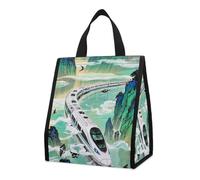 The High Speed Rail is Speeding Sac à déjeuner isotherme pour homme et femme, sac d'épicerie réutilisable, grand sac isotherme étanche, sac fourre-tout pliable et portable pour le travail, le camping