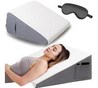 The Hiquo Wedge Pillow + 100% Silk Sleep Mask, Adjustable Bed Wedge Pillow for Headboard, Wedge Pillows Set for After Surgery, Acid Reflux Relief, Sleeping, Back Pain Relief (Without Neck Pillow)