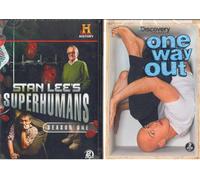The History Channel : Stan Lee Superhumans Season One 8 épisodes avec 30 personnes qui ont des pouvoirs extraordinaires - la calculatrice humaine, l'homme qui ne ressent aucune douleur, l'homme d'acier, la ruche humaine d'abeille, l'homme en caoutchouc, super mémoire et bien plus encore. Lot de 2 boîtes de 4 disques environ 10 heures