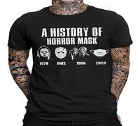 The History of Horrormask Mens Fun T-Shirt Halloween Purge Funny Horror T-Shirt Black M