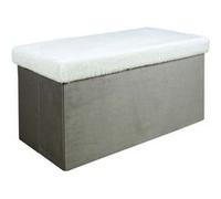 The Home Deco Factory - Banc coffre de rangement bicolore imitation fourrure Léo Gris Gris G
