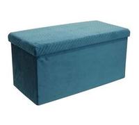 - Banc coffre pliable en velours Zig zag bleu
