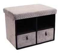 The Home Deco Factory - Banc de rangement pliable design velours Meli - L. 50 x H. 38 cm - Gris - Meli Gris G