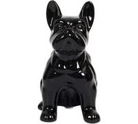 The home deco factory Sculpture en céramique HD1316 Bulldog noir - Hauteur 20 cm - Design moderne
