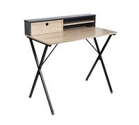 Bureau en métal noir 1 tiroir et rangements - L90cm Noir