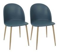 The Home Deco Factory - Chaise avec assise en plastique Bergen (Lot de 2) bleu canard Bleu canard G