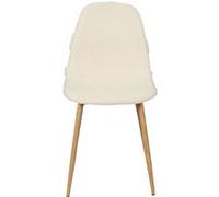 The Home Deco Factory - Chaise Faro tissu et pieds métal imitation bois - Beige